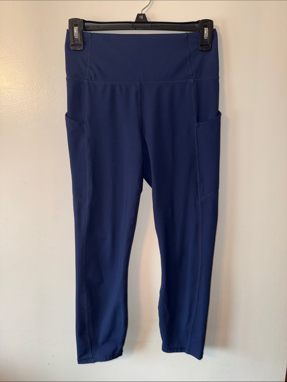 Fabletics PureLuxe Navy High-Rise Leggings with Side Pockets